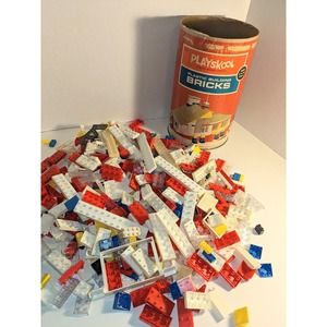 Vintage 1970 Playskool Milton Bradley Plastic Building Bricks - 278 Pieces